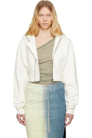 Rick Owens Pull à capuche blanc cassé à panneaux - Hollywood