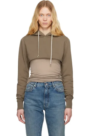 Rick Owens Pull à capuche écourté gris - Hollywood