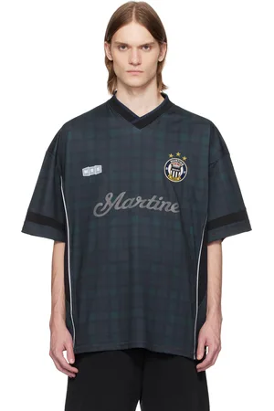 MARTINE ROSE Jersey de soccer bleu marine et noir