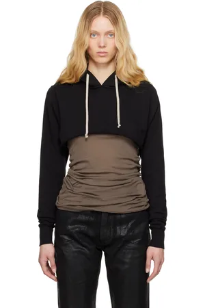 Rick Owens Pull à capuche écourté noir - Hollywood