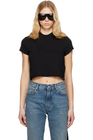 Rick Owens T-shirt écourté noir à couture horizontale aux épaules - Hollywood