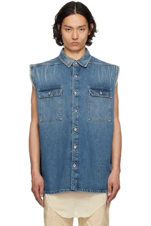 Rick Owens Surchemise sans manches surdimensionnée Tommy indigo en denim - Hollywood