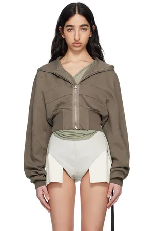 Rick Owens Pull à capuche gris à panneaux - Hollywood