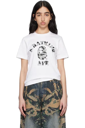 BAPE T-shirt blanc à logo de style collégial à motif 1st Camo
