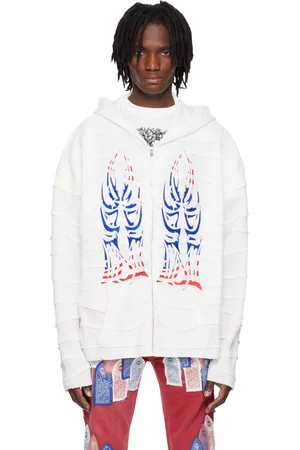 Who Decides War Pull à capuche Winged Glory blanc à motif texturé Wavelength
