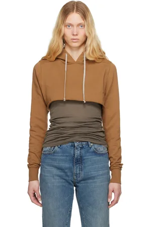 Rick Owens Pull à capuche écourté orange - Hollywood
