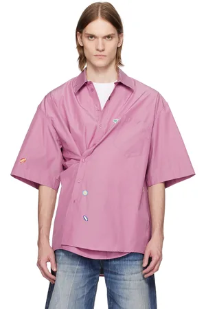 MARTINE ROSE Chemise droite mauve à patte de boutonnage décentrée