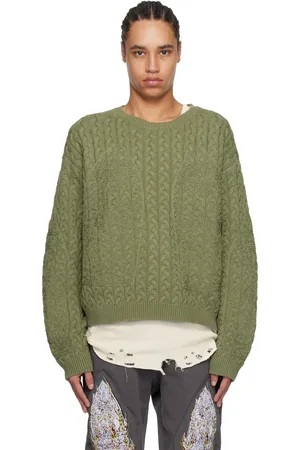 Who Decides War Pull Lagoon vert en tricot câblé