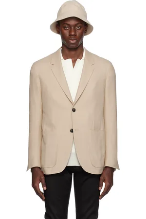 Ermenegildo Zegna Veston beige à revers tailleur