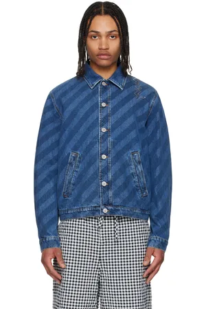 Marni Blouson bleu en denim à rayures