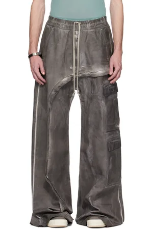 Rick Owens Pantalon cargo surdimensionné asymétrique gris en denim à glissière Bela - Hollywood