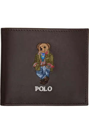Ralph Lauren Portefeuille brun en cuir à ourson Polo Bear