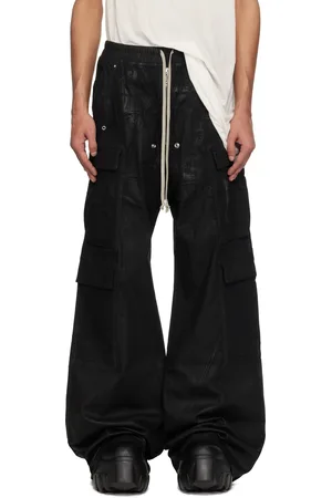 Rick Owens Pantalon cargo surdimensionné noir en denim à glissière Bela - Hollywood