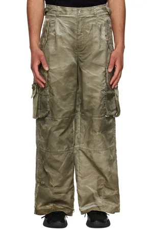 Feng Chen Wang Pantalon cargo lavé au sable kaki
