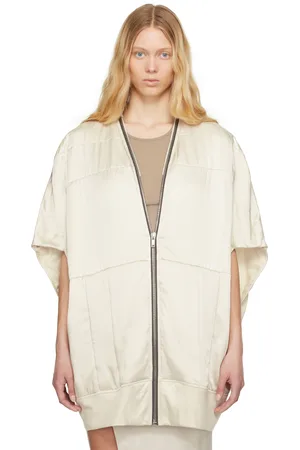Rick Owens Blouson aviateur Bubble blanc cassé à coutures horizontales - Hollywood