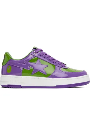 BAPE Baskets #1 mauve et vert à logos et à étoiles emblématiques
