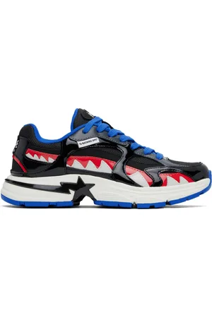 BAPE Baskets #3 noir et bleu à requin et étoiles emblématiques