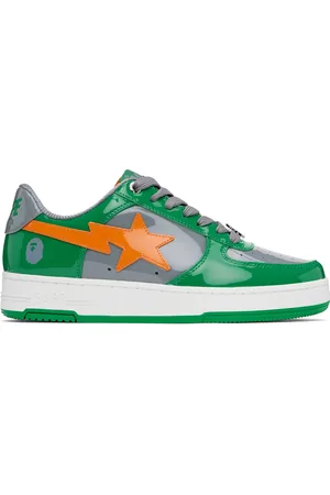 BAPE Baskets #1 vert et gris à logos et à étoiles emblématiques