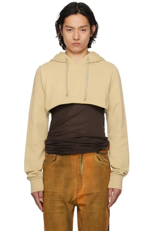 Rick Owens Pull à capuche écourté beige - Hollywood