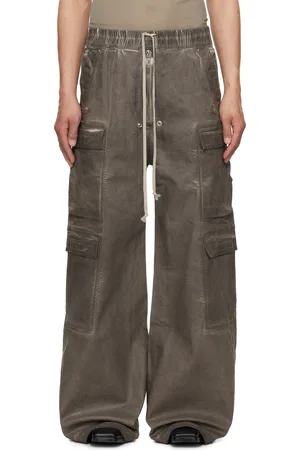 Rick Owens Pantalon cargo surdimensionné gris en denim à glissière Bela - Hollywood