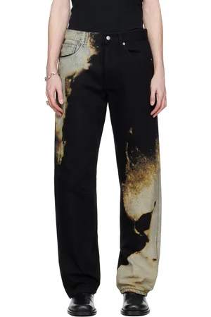 Alexander McQueen Jean noir et gris à motif abstrait imprimé