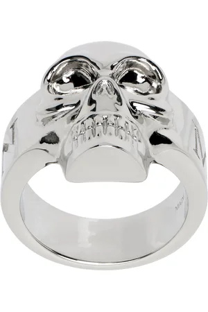 Alexander McQueen Bague argentée à ornement de crâne