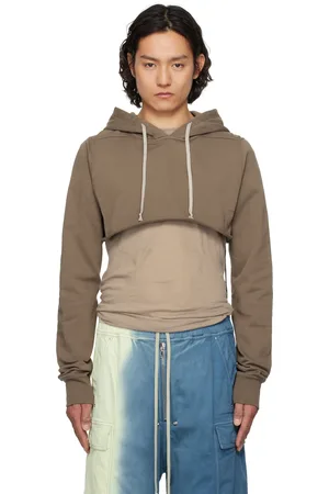 Rick Owens Pull à capuche écourté gris - Hollywood