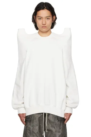 Rick Owens Pull molletonné blanc cassé à épaules Tecsweat - Hollywood