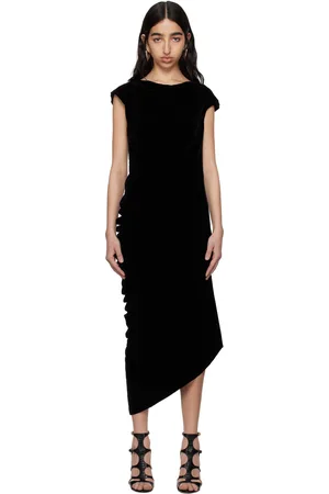 Alexander McQueen Robe midi asymétrique drapée noire