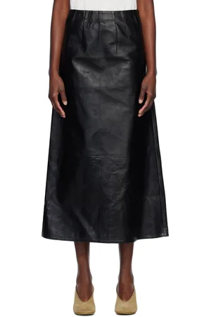 Marni Jupe trapèze longue noire en cuir