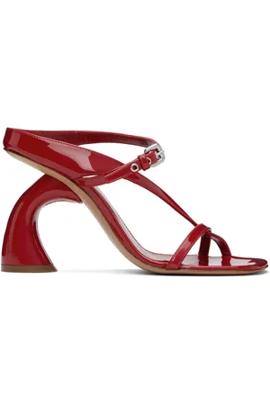 DRIES VAN NOTEN Sandales à talon sculptural rouges à brides