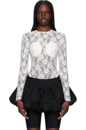 Vaquera Justaucorps blanc à empiècement de style soutien-gorge pointu