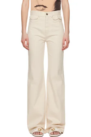 Chloé Jean évasé blanc cassé à taille haute