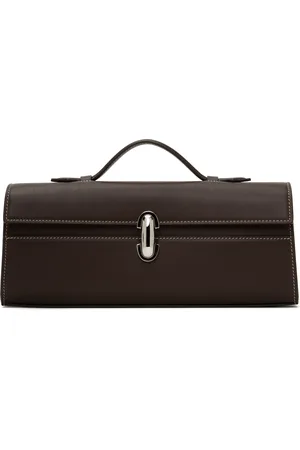 SAVETTE Sac étroit de style pochette brun à fermoir Symmetry