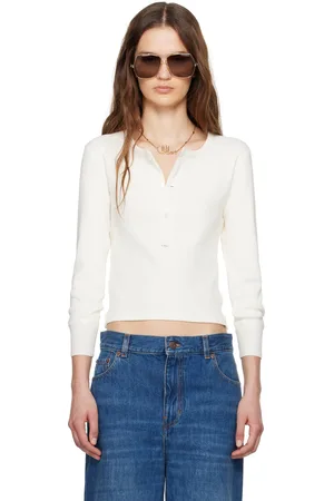 Chloé Henley blanc cassé en jersey de coton