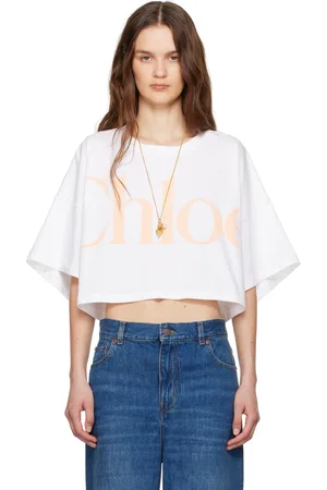Chloé T-shirt surdimensionné et écourté blanc à logo