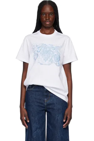 Ganni T-shirt blanc en jersey à image de style tatouage