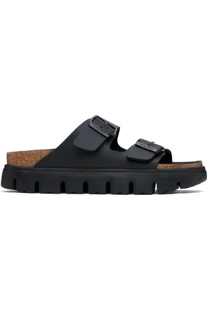 Birkenstock Sandales étroites Arizona noires à semelle épaisse - Papillio