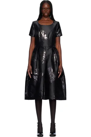 Comme des Garçons Robe midi noir à motif fleuri en jacquard
