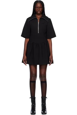 Ganni Robe courte noire en crêpe contrecollé
