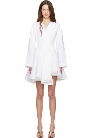 Alaïa Robe courte blanche en popeline de coton