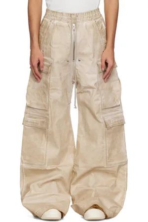 Rick Owens Pantalon cargo surdimensionné beige en denim à glissière Bela - Hollywood