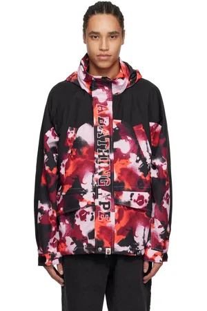 BAPE Blouson de planche à neige noir et rouge à motif camouflage Map