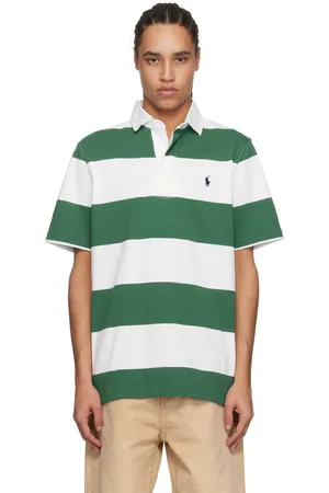 Ralph Lauren Polo de rugby à manches courtes blanc et vert en jersey