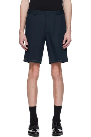 BRIONI Short bleu marine en gabardine de coton