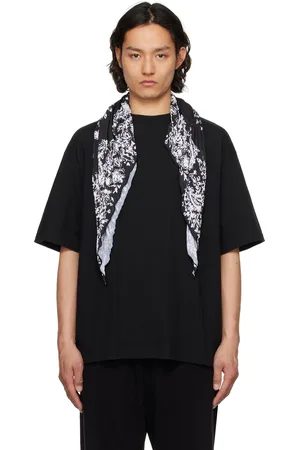 We11 Done T-shirt noir à foulard en satin froissé