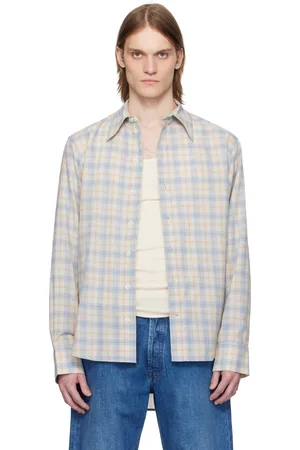 CMMAWEAR Chemise façon costume bleue en flanelle