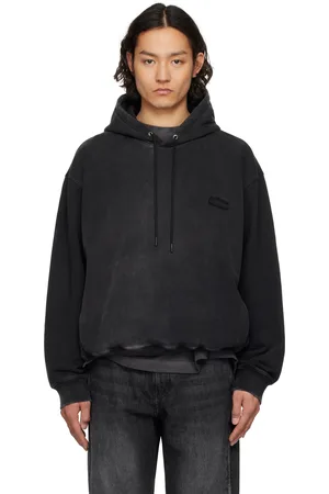 Solid Pull à capuche noir à effet délavé et à logos