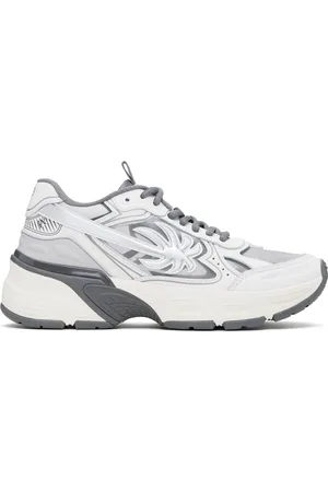 Palm Angels Baskets PA 4 gris et blanc en cuir