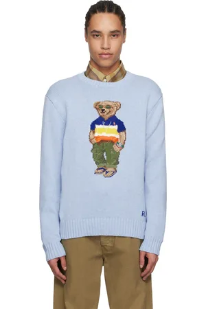 Ralph Lauren Pull bleu en coton à ourson Polo Bear